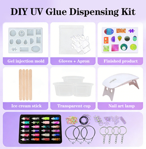 <span class=keywords><strong>Kit</strong></span> de résine UV créative fait main pour la fabrication de bijoux avec moules en époxy transparent dur à durcissement rapide, paillettes, feuilles, fleurs et outils - Product Image 2
