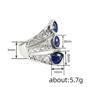 Anello in Argento A111 con Pietre Blu, Gioiello Unisex per Uso Quotidiano - Product Image 4