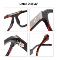 Lunettes de vue optiques sur ordonnance, personnalisées avec logo d'usine, monture pilote pleine, double pont nasal minimal, en acétate léger et durable, pour myopes