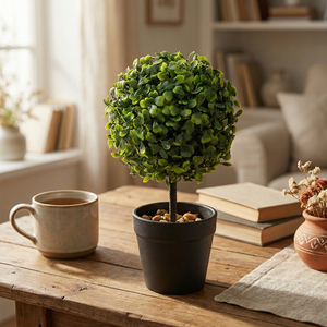 Ruopei <span class=keywords><strong>Mini</strong></span> Bola de Topiario Artificial de Boj en Maceta con Hierba Milanesa Sintética, Pequeña Planta Falsa para Decoración de Mesa en Hogar u Oficina - Product Image 1
