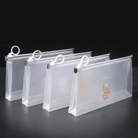 Étui à crayons mignon B6 pour étudiants, avec anneau de traction, étanche, scellé, sac de rangement givré, outil de papeterie pour les cours de soutien scolaire, en plastique
