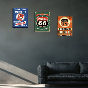 Affiche murale métallique imprimée UV au design populaire, Art mural pour garage, man <span class=keywords><strong>cave</strong></span>, club, Impression métallique, Panneau en étain avec motifs de la série Phillips 66 - Product Image 2