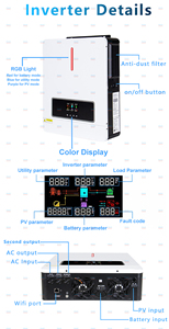 Système solaire hybride hors réseau monophasé 3,6 kW 24 VDC 3,6 kVA 3 kVA 3600 watts avec contrôleur MPP 120 A - Product Image 3
