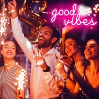 Enseigne néon personnalisée Good Vibes pour bars et cafés - Décoration multicolore contrôlée par Bluetooth et directionnelle