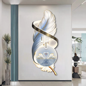 Bán buôn <span class=keywords><strong>3D</strong></span> phòng khách sang trọng khách sạn Lông Sáng tạo hiện đại trừu tượng pha lê tường nghệ thuật tinh Crafted LED ánh sáng trang trí nội thất sơn - Product Image 6