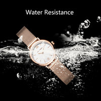 AMOVAN Jam Tangan Wanita Mini Rose Gold Dial Putih Gerakan Kuarsa Jepang 30M Jam Tangan Wanita Tali Jaring Baja Tahan Karat Tahan Air