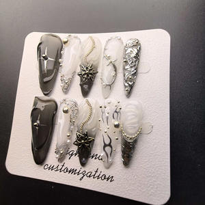 Pure Handgemaakte Kunstmatige Nagels Schoonheidsproducten Lange Tip High-End Luxe Whitening Pers Op Nagels Groothandel - Product Image 2