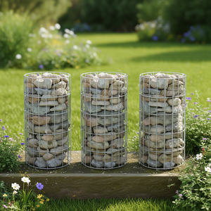 Fioriere Circolari in Acciaio Zincato Argento Stile Rustico Durevole per Giardino - Letti Rialzati Gabion - Product Image 2