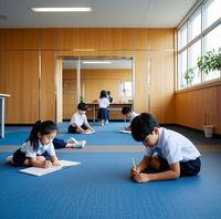 Tapete de Goma Azul Antideslizante y Duradero para Pisos Escolares, Protección para Niños en Aulas