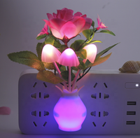 Lampe murale LED de chevet RGB en forme de rose avec capteur de contrôle, alimentation CA, corps en plastique, lumière rose multicolore