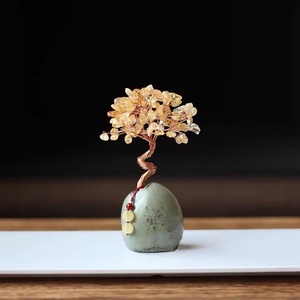 Ornement Arbre à Argent en Citrine Jaune Naturelle, Décoration de Bureau, Table à Thé, Style Vintage, Petit Cadeau <span class=keywords><strong>YOS</strong></span>-050 - Product Image 2