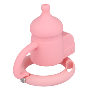 Biberón rosa, jaula de silicona con orificio de uretra para Sissy, juego de Bondage para pene, cinturón elástico, dispositivo de castidad, Juguetes sexuales para hombres - Product Image 3