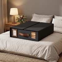 Panier de rangement pliable en lin beige moderne de qualité supérieure, avec ouverture Velcro, 3 couches respirantes, pour lit
