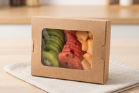 Boîtes à repas écologiques en papier kraft pour la préparation des repas, contenants à emporter avec fenêtre
