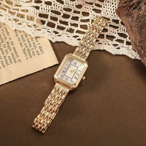 New Romantic Fashion Arabic Bead Mixed Scale Bamboo Link Alloy Band Ladies Quartz <b>Watch</b> + Earrings <b>Set</b> - Product Image 3