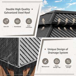 Moderno de lujo de gran tamaño de doble techo arco marco pabellón Gazebo Acero al aire libre pérgola impermeable aluminio polvo capa naturaleza - Product Image 3