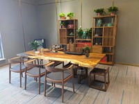 Table à manger en bois Monkey Pod et résine de rivière de haute qualité, design industriel, tailles personnalisables, mobilier de salle à manger, entrée
