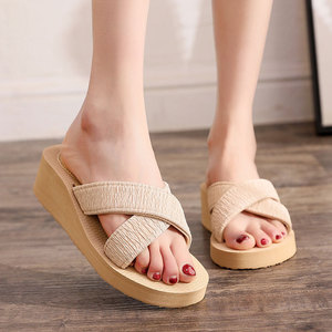 Chanclas <span class=keywords><strong>de</strong></span> tacón alto para mujer, zapatos planos <span class=keywords><strong>de</strong></span> <span class=keywords><strong>ballet</strong></span> con correa <span class=keywords><strong>de</strong></span> tela cruzada <span class=keywords><strong>de</strong></span> color caramelo, cierre sin cordones, estilo <span class=keywords><strong>de</strong></span> verano - Product Image 4