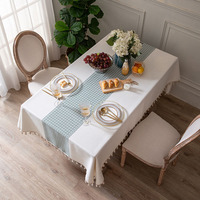 Europe style frais lumière luxe rectangle maison salle à manger nappe nappe coton lin rayé imprimé table couverture ensemble