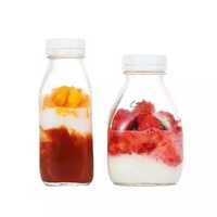 Bouteille de Jus en Verre Transparent de Gros 1L, Bouteille de Lait en Verre de 300Ml, 400Ml, 500Ml, 1000Ml Avec Couvercle en Plastique, Bouteilles de Boissons