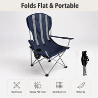 Chaise pliante de camping en acier métallique confortable et durable avec poche latérale pour voyage en plein air pêche plage utilisation