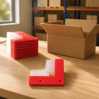 Brosse d'angle en L 100x100mm, base en nylon rouge, filament PA PP PPT, poils de 25-45mm, quatre trous de fixation, brosse pour machine