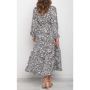 Womens Spring Long Sleeve Wrap V Neck Ruffle Floral Maxi Dress Casual <b>Tie</b> Waist Boho Chiffon Flowy Long Dresses - Product Image 4