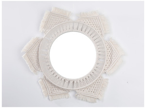 <span class=keywords><strong>Espejo</strong></span> Decorativo Bohemio <span class=keywords><strong>de</strong></span> Cuerda <span class=keywords><strong>de</strong></span> Algodón con Borlas Tejidas, <span class=keywords><strong>Espejo</strong></span> Decorado para el Hogar, Tapicería <span class=keywords><strong>de</strong></span> Encaje Suave - Product Image 6
