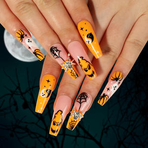 <span class=keywords><strong>Venta</strong></span> al por mayor 24 piezas reutilizables patrones <span class=keywords><strong>de</strong></span> Halloween diseño uñas postizas material ABS Prensa en uñas <span class=keywords><strong>para</strong></span> niños - Product Image 2