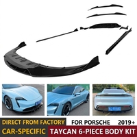 Kit de modification de voiture pour Porsche Taycan 2019+ en plastique ABS : Lame avant, jupes latérales, diffuseur arrière, becquet de coffre, becquet de toit