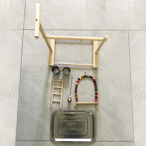 Vente Support de jeu pour perroquet avec balançoire et jouets à mâcher en bois durable pour oiseaux Station d'entraînement interactive pour inséparables et perruches - Product Image 3