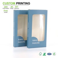 Boîtes fenêtrées personnalisées en carton bleu acier mat avec film, ouverture fenêtrée découpée au pouce, boîte de reconditionnement blanche pour marque de suppléments