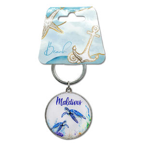 Individuelles Logo Metall Malediven Schlüsselanhänger Ozean Strand Aquarium Mantarochen Souvenir Malediven Schlüsselkette - Product Image 2
