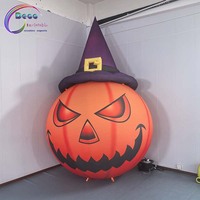 Citrouille gonflable géante avec chapeau de sorcière, lanterne Jack O'Lantern gonflable pour Halloween, idéale pour les fêtes de carnaval et la décoration de festivals en plein air