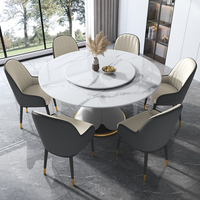 Table à manger et chaise convertible ronde moderne de luxe avec pieds en métal Top en pierre frittée 10 places