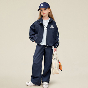 Ensemble deux pièces décontracté à capuche pour filles, automne, couleur unie, manches longues, pantalon, taille moyenne et grande, vêtements de sport pour <span class=keywords><strong>enfants</strong></span> - Product Image 3