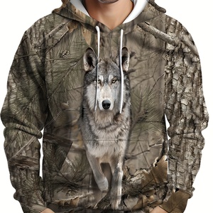 Sudadera con Capucha Oversize para Hombre con Diseño de Patrón 3D Bordado de Deadwood y Cordón Ajustable, Top de Punto para Primavera y Otoño - Product Image 5