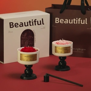 Ensemble cadeau de bougies en cire de soja en forme de fleur de luxe avec support en bois, bougie parfumée pour la maison, aromathérapie, pour anniversaire, mariage - Product Image 5