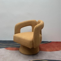 Chaise d'appoint moderne pivotante en tissu moelleux Fauteuil rond avec large rembourrage pour le salon, la chambre à coucher ou la villa
