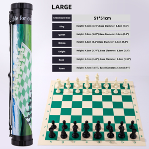 Set di tappetini da scacchi Staunton da torneo pieghevole portatile con custodia da viaggio per le partite di scacchi - Product Image 4