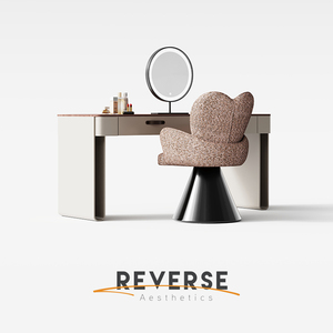 Chaise de maquillage électrique en métal à rotation antihorloge, tabouret de coiffeuse italien de luxe léger haut de gamme pour chambre de fille et dressing - Product Image 1