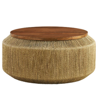 Table basse design en bois massif pour collection de meubles de salon, table à café moderne avec grain naturel distinctif, durable