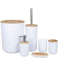 Ensemble d'accessoires de salle de bain en bambou, distributeur de savon de salle de bain, porte-brosse à dents de salle de bain