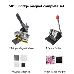 Vierkante 50*50Mm Knop Badge Maken Machine + Pvc Snijder + 1000 Stuks Koelkast Magneet Materiaal - Product Image 2