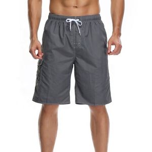 Men's Summer Casual <b>Black</b> Board <b>Shorts</b> 100% Polyester Solid Mid Waist Breathable Quick Dry - Product Image 2