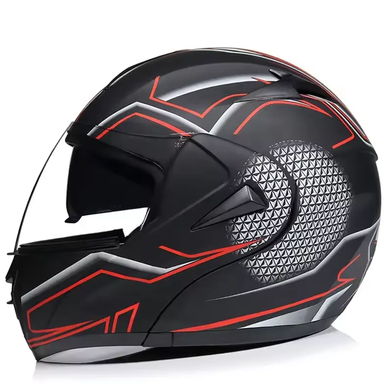 Unieke Ece Dot Flip Up Roer Full Face Modulaire Helm Dual Zonnebril Iron Mannen Cascos Motos Chino Motorfietsen Helm