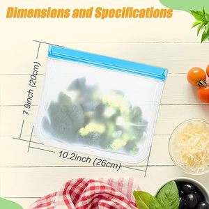 Huamaohengchun10 Pack Reusable Silicone Food <b>Storage</b> Bags, Leakproof Dishwasher Safe Reusable Freezer Bags 10.3'' x 7.9'' - Product Image 3