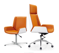 Chaise de conférence pivotante à hauteur réglable en cuir synthétique à base fixe moderne pour la maison, le bureau, le bureau d'étude, la salle de réunion