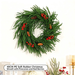 Décoration <span class=keywords><strong>de</strong></span> Noël floquée artificielle <span class=keywords><strong>en</strong></span> faux <span class=keywords><strong>sapin</strong></span> givré à double anneau pour porte ou mur, vente <span class=keywords><strong>en</strong></span> gros directe d'usine - Product Image 5