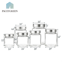 449 	 Ensemble de pots élégants en verre borosilicate avec couvercle amovible en acier inoxydable, récipient alimentaire pour stockage à froid et décoration intérieure